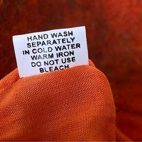 Zip Pouch Felted Boiled 100%Wool Clutch Bag Cosmetic Handmade Orange Leaf Motif - Picture 5 of 9